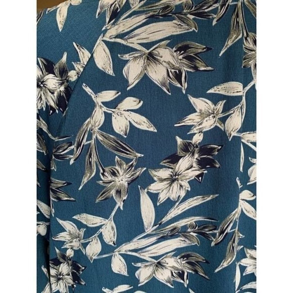 Love Sadie Dress Size XL Teal Floral Long Sleeve Elastic Wrist Lined - Picture 12 of 12